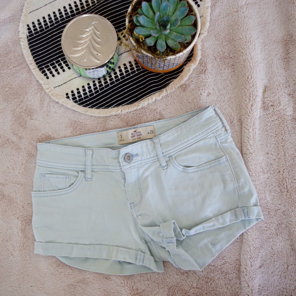 2/$25 Hollister Turquoise Low-Rise Cargo Shorts